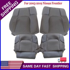 Driver&Passenger Bottom+Top Cloth Seat Cover Gray For Nissan Frontier 2005-2019