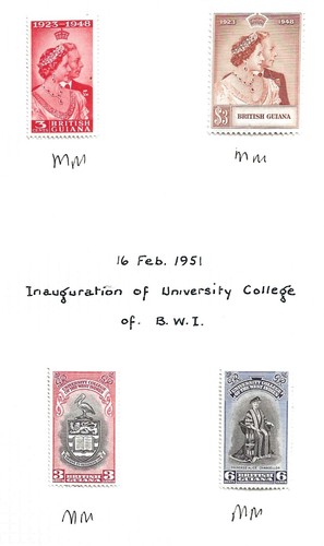 Br GUIANA (5097) KGV1 X 5 SET CORO-UPU USATO-CORO-VITTORIA-MATRIMONIO-UNI M/M - Foto 3 di 3