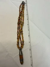 Multi Strand Carnelian Jasper Bead Necklace Presidium Tested Silver Tone Boho