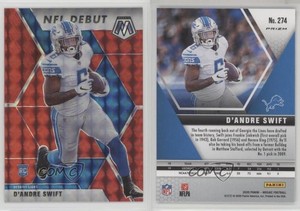 2020 Panini Mosaic NFL Debut Mosaic Red Prizm D'Andre Swift #274 Rookie RC