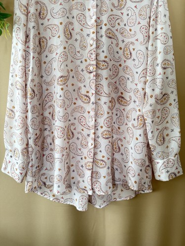 New Zara Shirt Women's S Paisley Print Sheer Button Down Pale Pink Long Sleeve - Picture 5 of 11