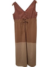 Tapermeasure Size 8 Sundress Brown Cream Triangle Button Tie Geo Print Light Wei