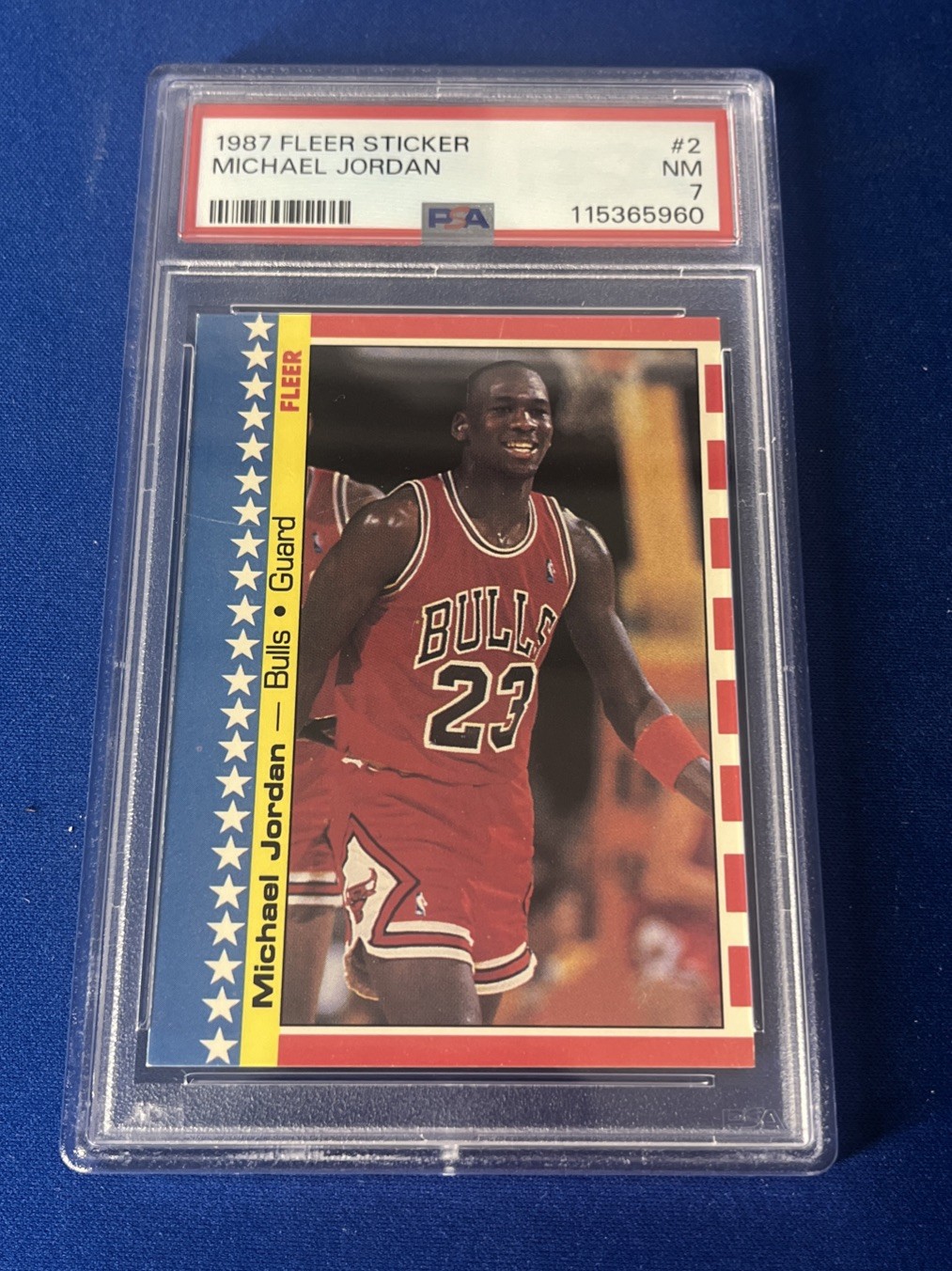 1987-88 Fleer Sticker Michael Jordan #2 PSA 7