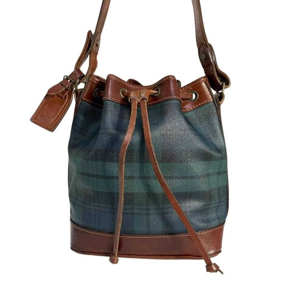 Ralph Lauren Bolso de Hombro Logo Cuero Verde Marrón Mujer USADO DE JAPÓN Foto 2 de 4