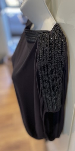 AllSaints Size 8 Asymmetric Black mini dress With Sequin Embellishments - Picture 8 of 14