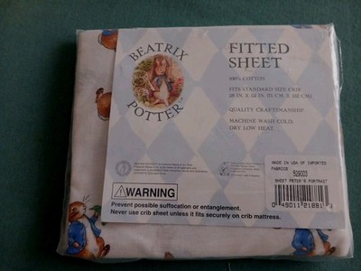 Beatrix Potter Peter Rabbit Fitted Crib Sheet Vintage New Crown Crafts