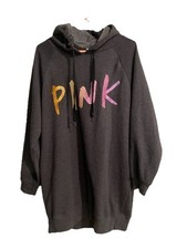 Victoria's Secret Pink Bling Ombre Zip Hoodie/Pants Set Gray Glitter Sz L  M