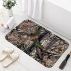 Camo Hunting Bath Mat Rug for Bathroom, Rustic Camouflage Camping Men Bathroo...