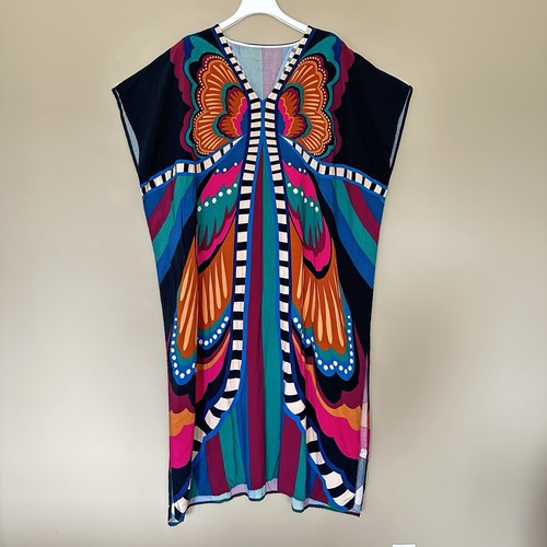 Schmetterling Kaftan Kimono Kleid Damen One Size Boho Hippie Strand Bunt Unikat - Bild 2 von 8