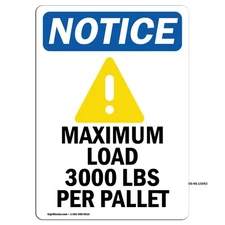 NOTICE Maximum Load With Symbol OSHA Notice Sign Metal Plastic Decal
