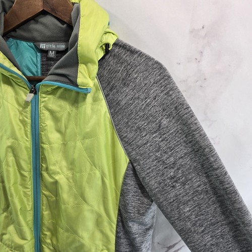 Title Nine Jacket Womens Medium Green Gray Zip Hood Packable Puffer Quilted - Picture 11 of 12