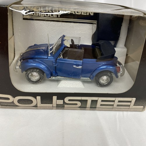 Vintage Poli-Steel Volkswagen Cabriolet 1:25 Scale DieCast Car MADE IN ITALY - Picture 2 of 4
