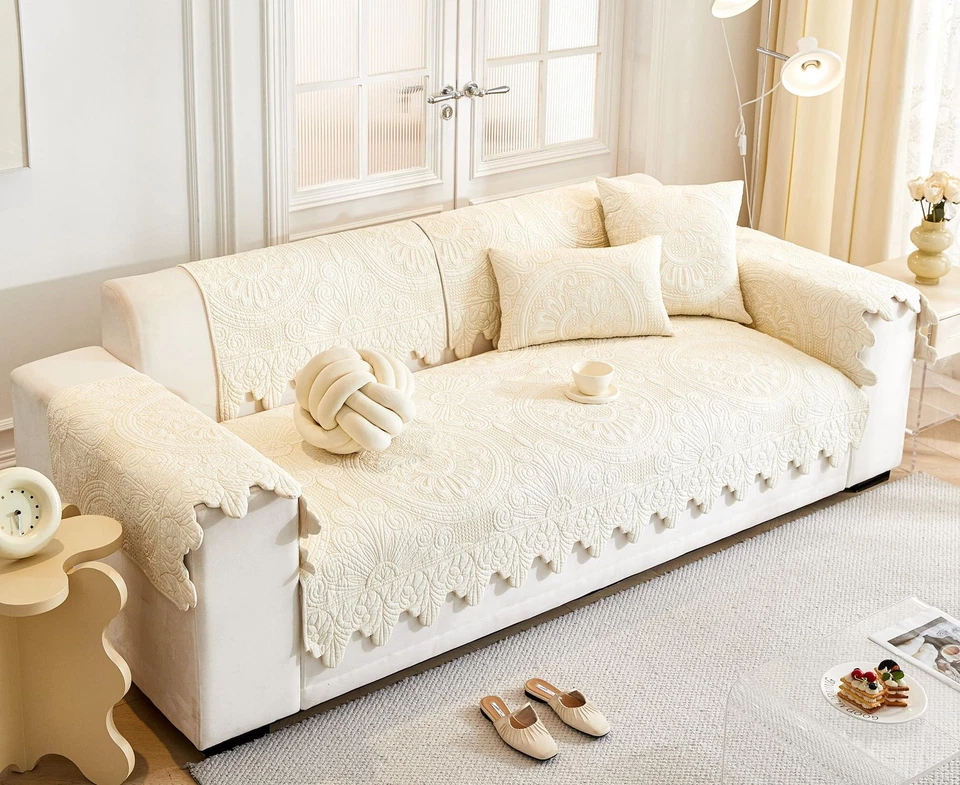 Роскошный винтажный хлопковый вышитый диван чехол 3D цветочный текстурированный богемное сиденье кушетка... - Изображение 2 из 4