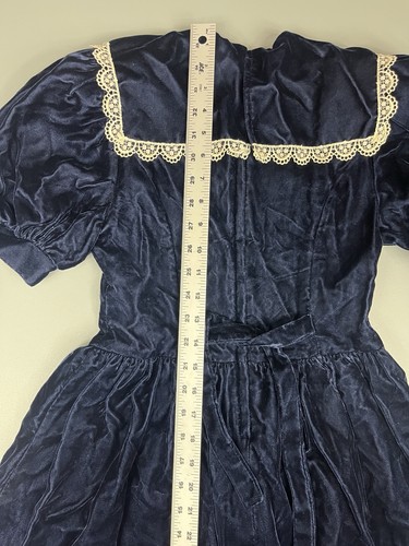 Vintage Jessica McClintock Gunne Sax Dress Girls Size 10 Blue Velvet Formal Gown - Picture 6 of 8