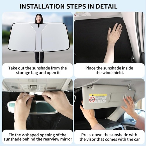 Car Windscreen Sun Shade Foldable Cover UV Heat Reflective Sun Visor 140x70cm - Picture 9 of 11