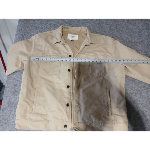 American Eagle Mens Beige Twill Button Up Jacket Lightweight Workwear Coat - Picture 3 of 8