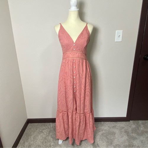 Abito donna Simplee 100% cotone blush rosa a strati con occhielli fumè taglia XL - Foto 7 di 16