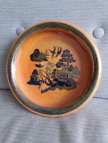 VINTAGE CARLTON WARE ORANGE GLANZ MIKADO SCHALE um 1920