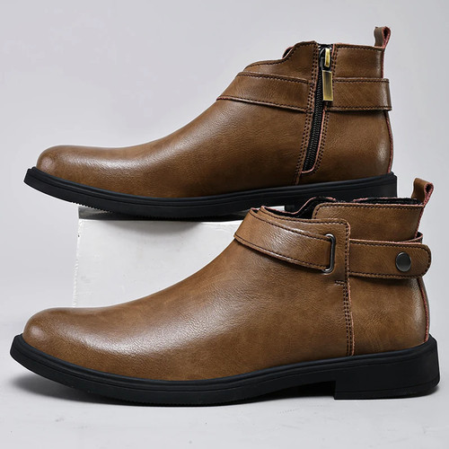 Schnallendesign, gut aussehende Stiefeletten, spitzer Reißverschluss, bequeme Herrenstiefel - Bild 14 von 16