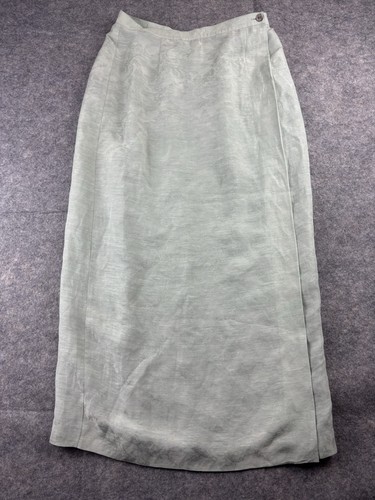 Talbots grün Leinen Seide Mischung A-Linie Lagenlook Küste Boho Maxirock Gr 8