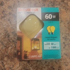 Sylvania Yellow Bug Light 60W Bulbs Outdoor Porch Non-attracting 2pk