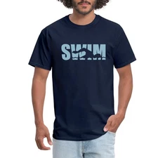 Swimmer Silhouette Swim Lettering Men's T-Shirt