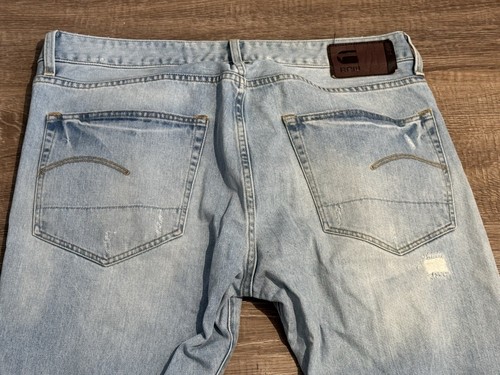 G-STAR RAW 3301 Deconstructed Slim Straight Jeans Size 38 X 30 Men’s Light Wash - Picture 6 of 15