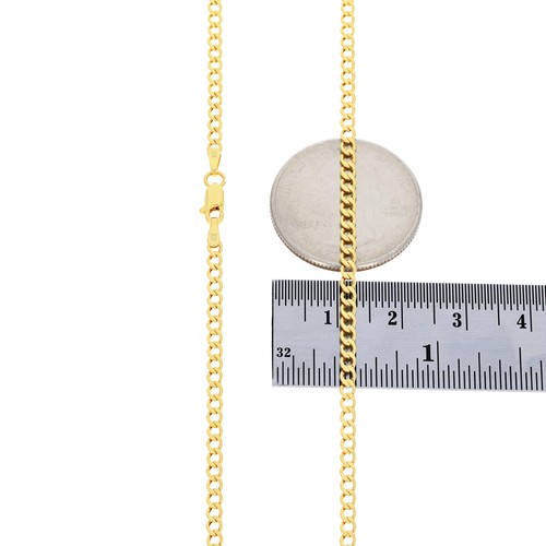 10K Yellow Gold 2.5mm Curb Cuban Italian Link Chain Necklace Mens Womens 20" - Picture 5 of 10