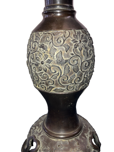 Antique Japanese Bronze Temple Candle Holder 19” Tap - Picture 8 of 14