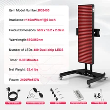 2400W Red Light Therapy Panel for Home Use Pain Relief Anti-Aging Infrared Remot