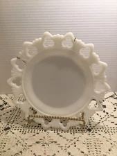 Fenton Milk Glass Wall Planter with lovely Lace Edge Pattern - Paper on Back