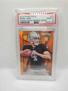 2014 Panini Prizm - Derek Carr #257 Facing Right - Orange Prizm (RC) PSA 10