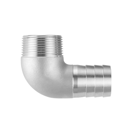 Stainless Steel Hose Fitting 90 Degree Elbow 1-1/4" Barb x 1" Male Pipe Water...