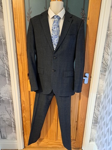 REISS MENS ARCHER WOOL MIX 2 PIECE SLIM FIT SUIT GREY JACKET 38 REG TROUSERS 32R