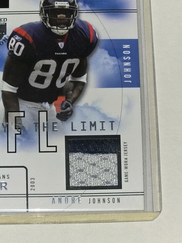 Skybox L.E. 2003 Parche Jersey Edición Limitada Novato ANDRE JOHNSON Juego Usado RC - Imagen 3 de 5