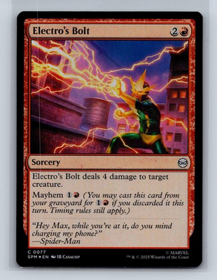 #ad #ad ELECTRO#x27;S BOLT 77 C MARVEL#x27;S SPIDER MAN MAGIC: THE GATHERING FOIL NM $1.99