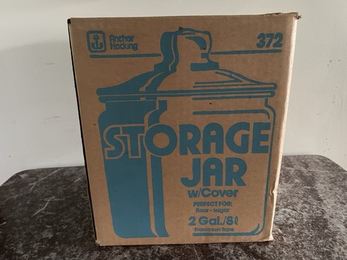 Vintage ANCHOR HOCKING Glass Storage Jar w/ Cover & Box NOS 2 Gallon #372 SEALED - Picture 2 of 10