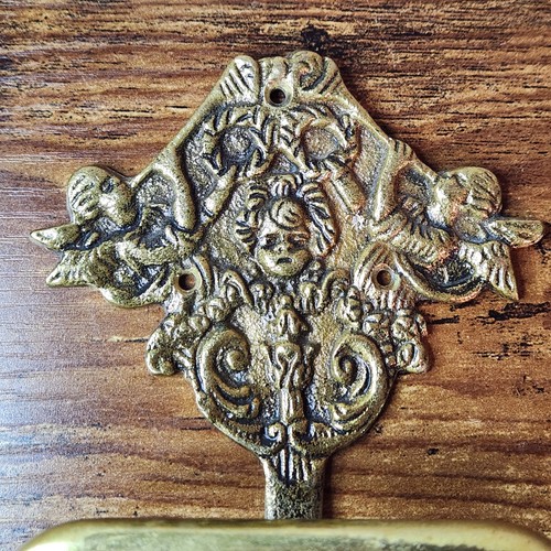 Vintage Peerage England massives Messing verziert Cherub Wandhaken Aufhänger viktorianischer Stil - Bild 8 von 8