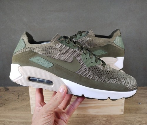Seltene Nike Air Max 90 Ultra Flyknit 2.0 Medium Olivgrün Turnschuhe Größe UK 10,5