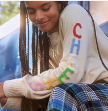 Aerie Womens Oversized Sweatshirt Cheers Ivory Pullover Long Sleeve Top S