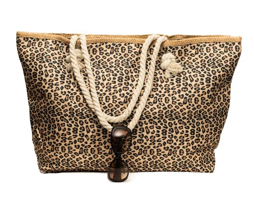 XXL beach bag Leo pattern brown large bathing bag summer bag zipper