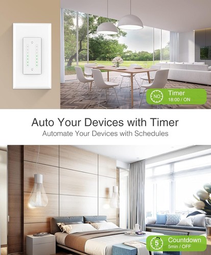 Interruptor atenuador doble inteligente para el hogar, control 2 en 1, interruptor de luz inteligente WiFi de 2,4 GHz... - Imagen 5 de 9