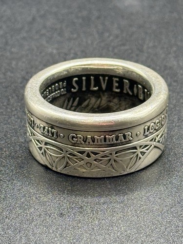Anello a fascia in argento sterling inciso misura 12,00 25 grammi R27 - Foto 4 di 11