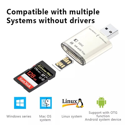 2 in 1 NM SD Kartenleser zu USB Adapter Speicherkartenleser für PC Laptop Kamera - Afbeelding 4 van 8