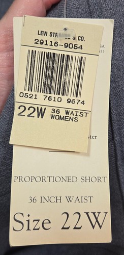 Vintage NWT Levi's Bend Over Pants - Size 22W/36 - Gray - Proportioned Short - Picture 13 of 17