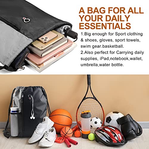 Kordelzug Rucksack Sporttasche für Herren Damen Sport String Rucksack mit Wasser - Bild 4 von 7