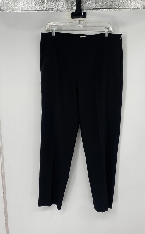 Anne Klein Womens Black Pockets Side Zip Straight Leg Ankle Pants Size 12