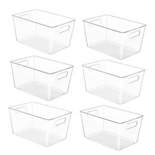 Pack Clear Pantry Organizer Bins, Plastic Containers with 11.2  x7.5  x6  6