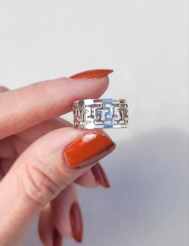 Vintage Sterling Silver Greek Maze Cutout Band Ring Size 6 - 第 1/7 張圖片
