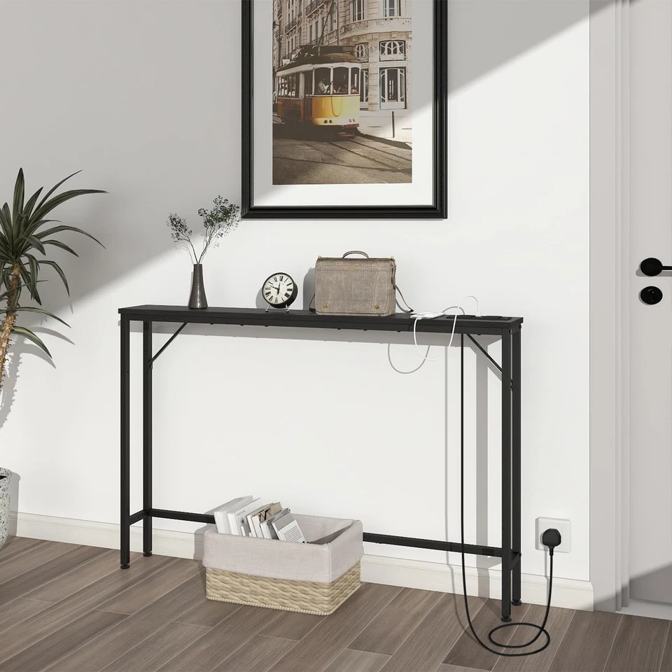 Slim Console Table with USB Ports & Charging Station, Space-Saving Design - Image 2 of 4